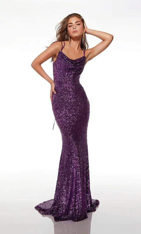 Alyce Paris Sequin Cowl Neck Prom Dress 61626 sold by Terry costa