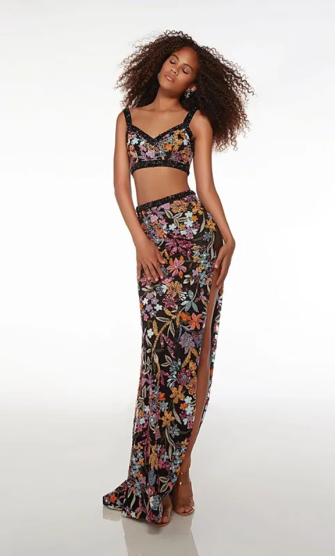 Alyce Two Piece Floral Sequin Prom Dress 61689 sold by Terry costa