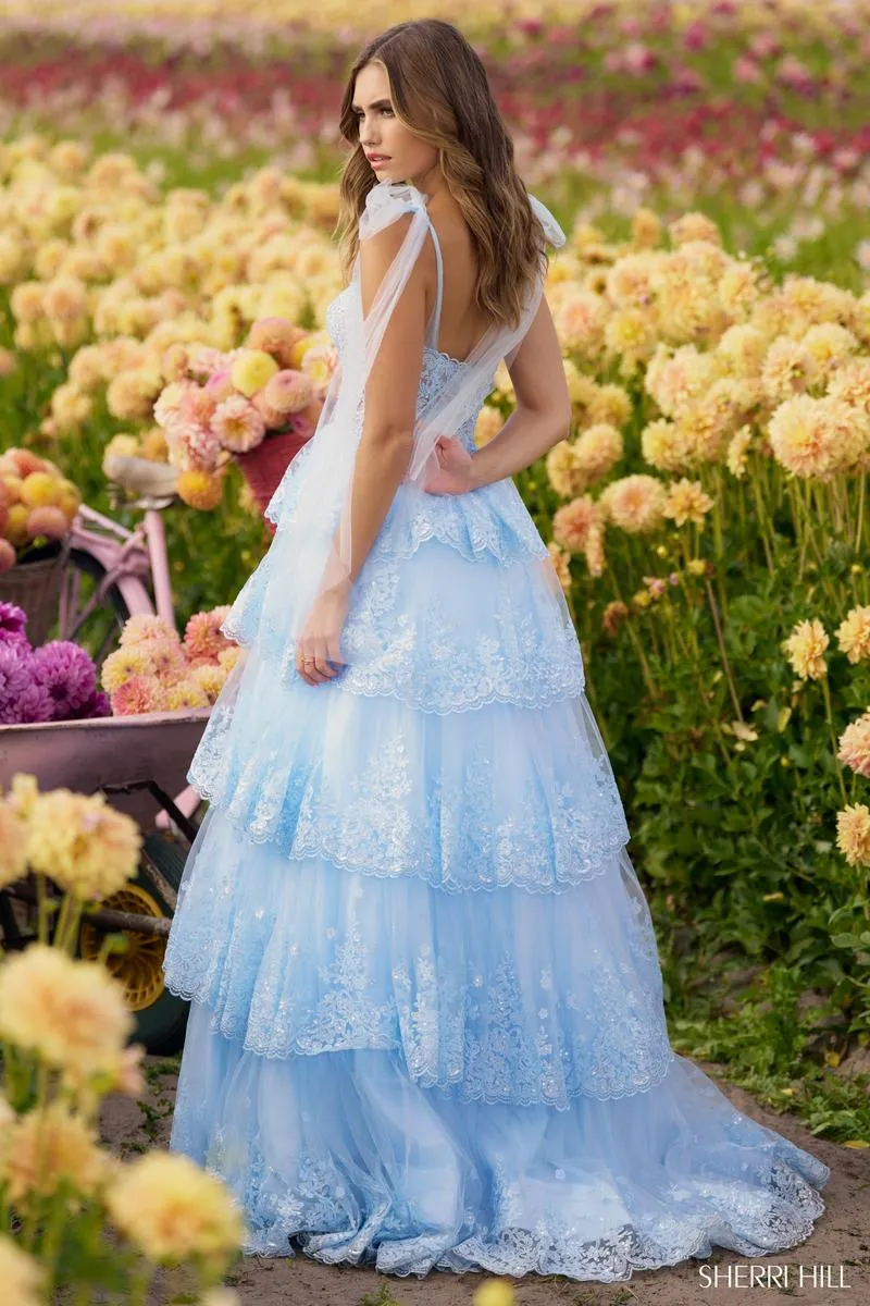 Sherri Hill Tiered Sequin Tulle Prom Dress 56260 sold by Terry costa product image thumbnail 2