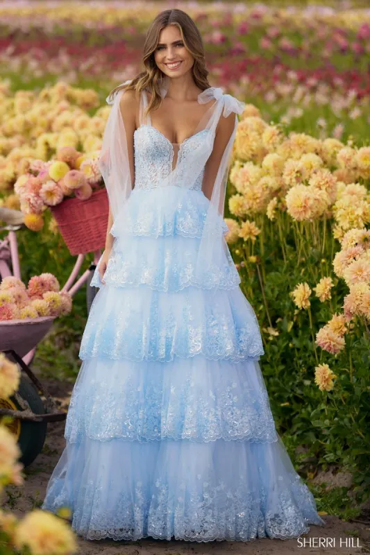 Sherri Hill Tiered Sequin Tulle Prom Dress 56260 sold by Terry costa