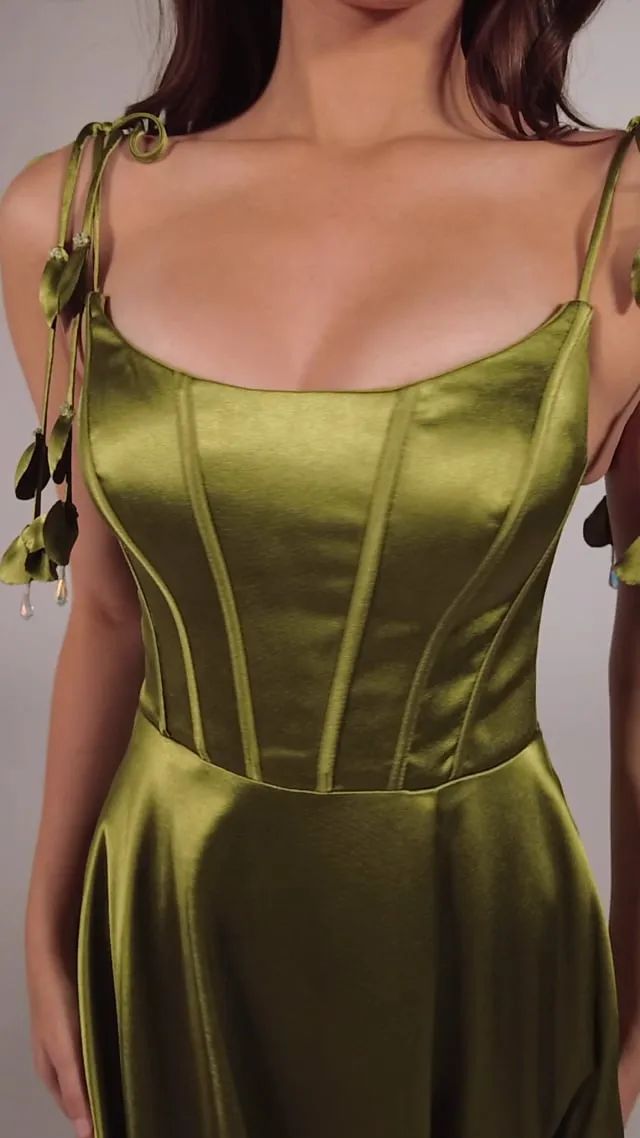 Ellie Wilde Satin Corset Prom Dress EW35215 sold by Terry costa