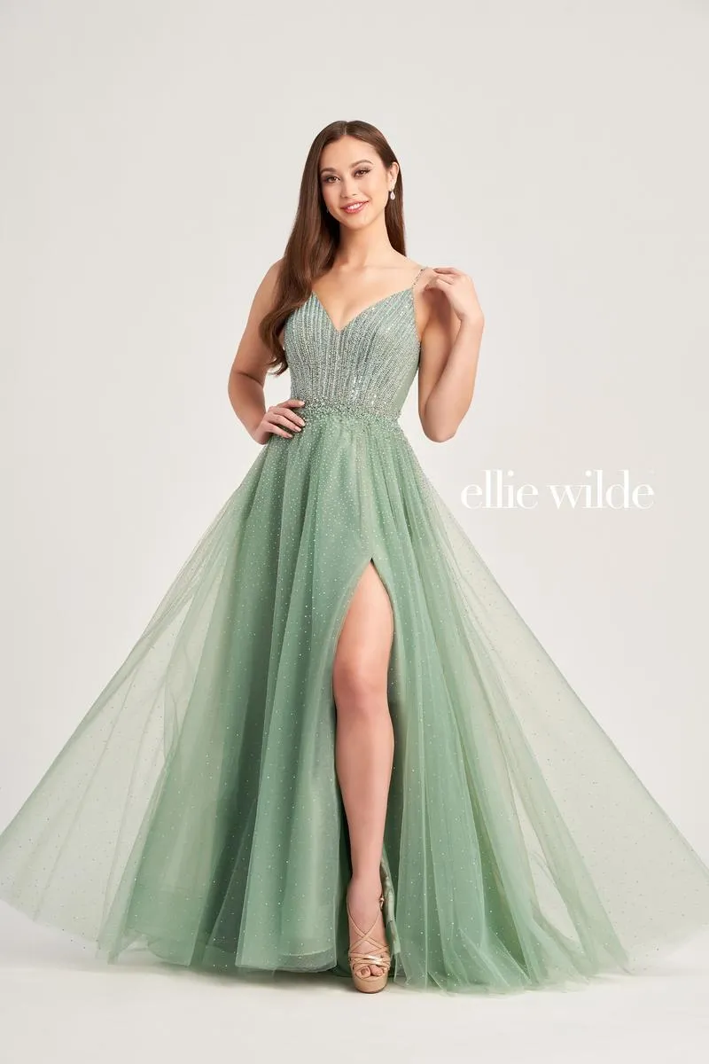 Ellie Wilde A-Line V-Neck Prom Dress EW35088 sold by Terry costa product image thumbnail 2