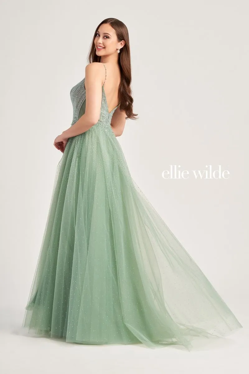 Ellie Wilde A-Line V-Neck Prom Dress EW35088 sold by Terry costa product image thumbnail 3