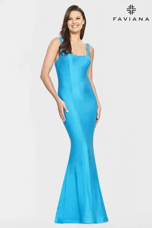 Faviana Long Scoop Neck Prom Dress S10841 sold by Terry costa