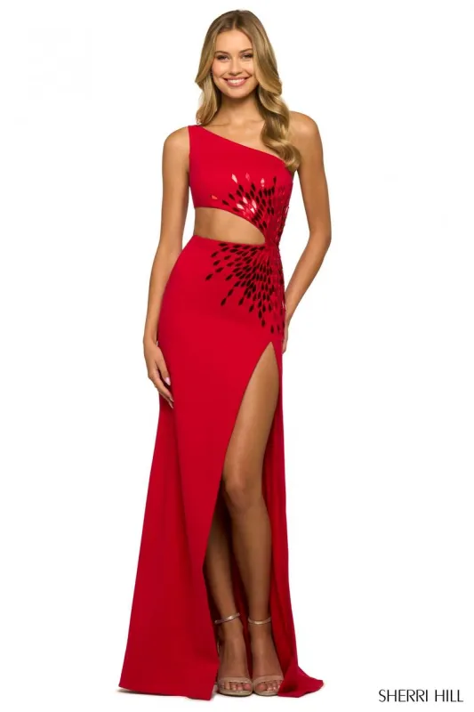 Sherri Hill One-Shoulder Cut Out Dress 55421 sold by Terry costa