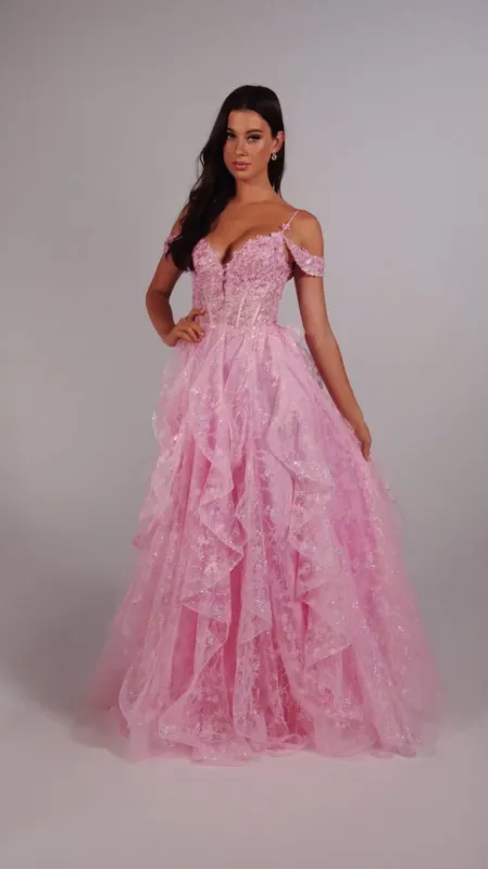 Ellie Wilde A-Line Lace Prom Dress EW35218 made by Mon Cheri