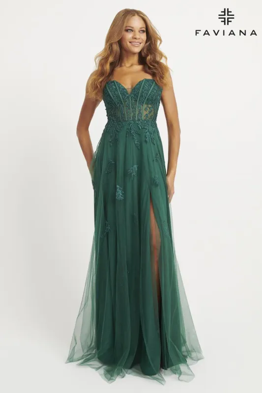 Faviana A-Line Corset Prom Dress 11057 sold by Terry costa