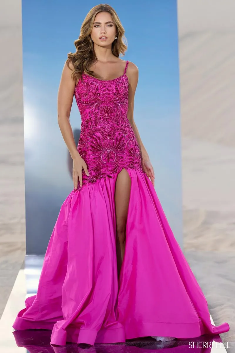 Sherri Hill Dropped Waist Beaded Trumpet Dress 56831 sold by Terry costa