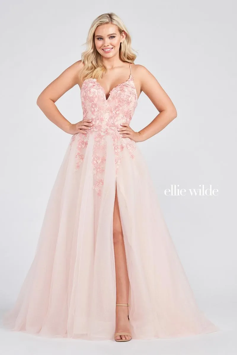 Ellie Wilde A-Line V-Neck Prom Dress EW122014 sold by Terry costa product image thumbnail 5
