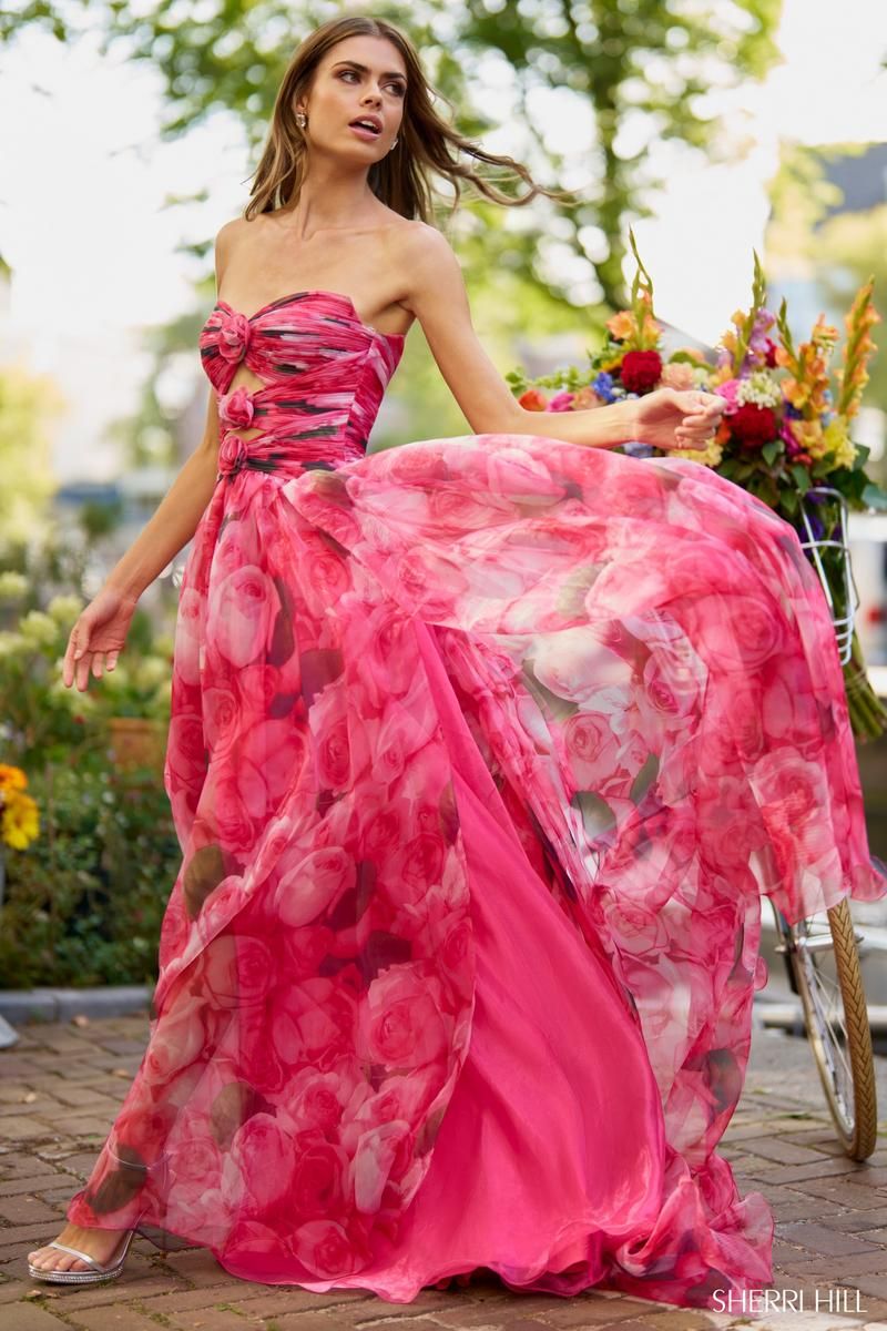 Sherri Hill Floral A-Line Prom Dress 56241 sold by Terry costa product image thumbnail 4