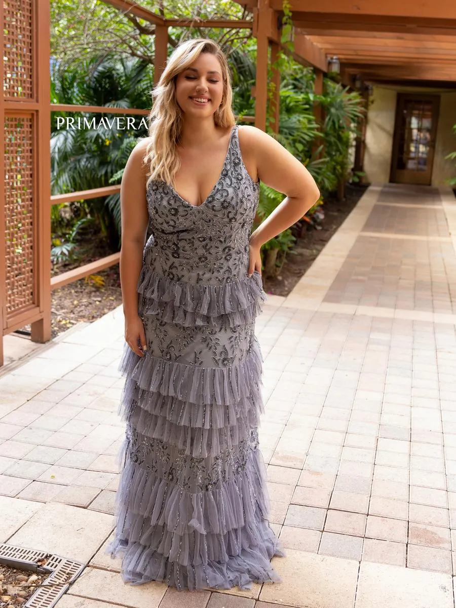 Primavera Plus Size Tiered Ruffle Prom Dress 14052 sold by Terry costa