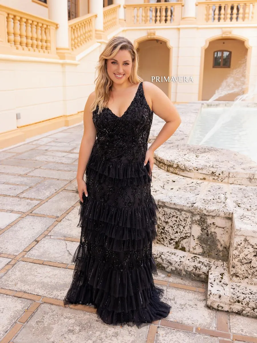 Primavera Plus Size Tiered Ruffle Prom Dress 14052 sold by Terry costa product image thumbnail 3
