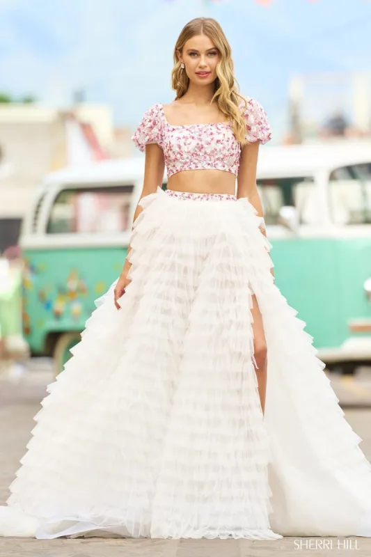 Sherri Hill Two Piece Ruffle Ball Gown Dress 55557 sold by Terry costa