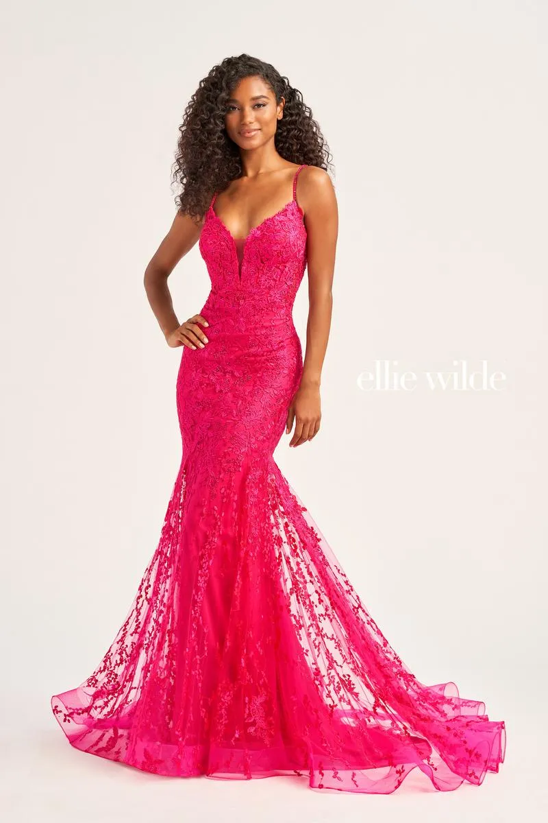 Ellie Wilde Mermaid Lace Prom Dress EW35221 sold by Terry costa product image thumbnail 4