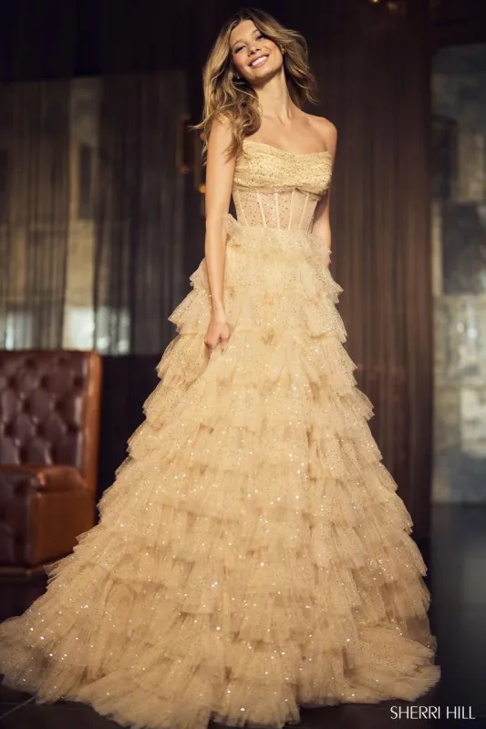 Sherri Hill Sparkly Ruffle Ball Gown 55950 55950 sold by Terry costa