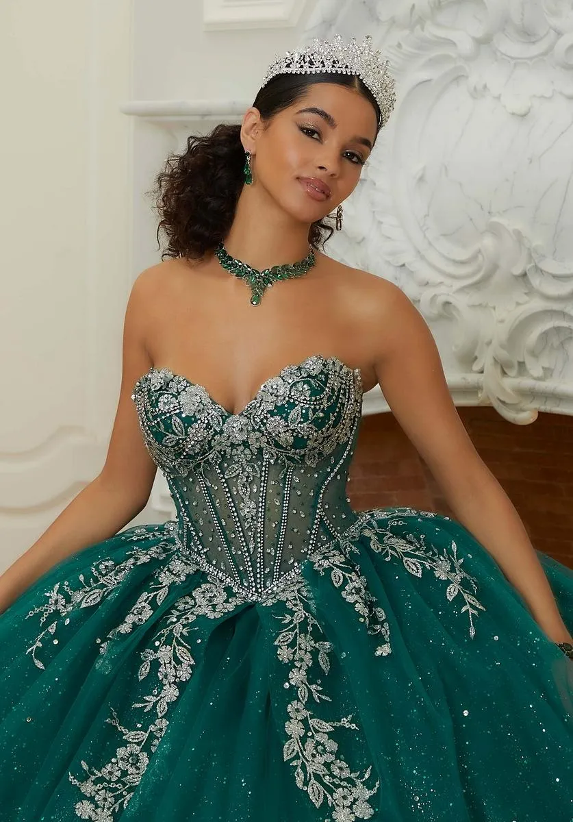 Vizcaya by Morilee Illusion Corset Quince Dress 89480 sold by Terry costa product image thumbnail 5