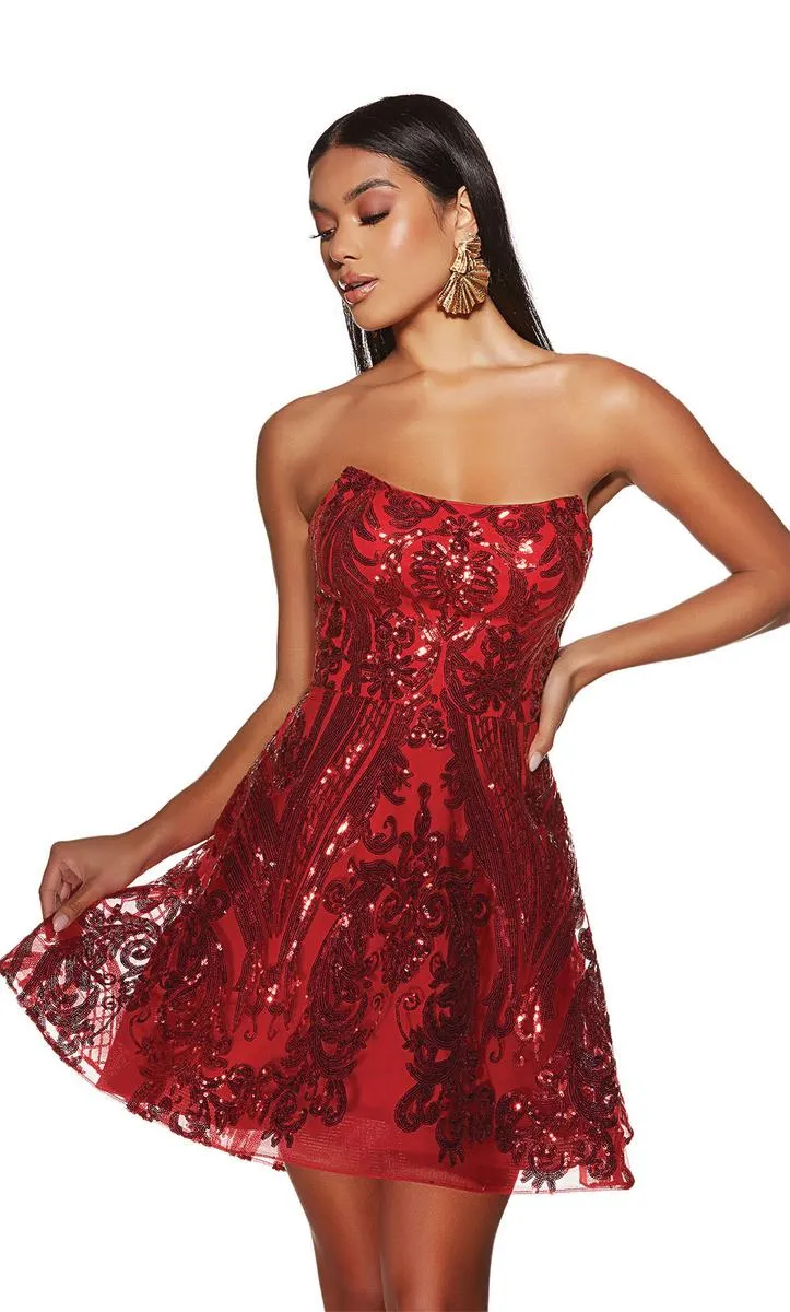 Alyce Paris Strapless Sequin HoCo Dress 3773 sold by Terry costa product image thumbnail 5