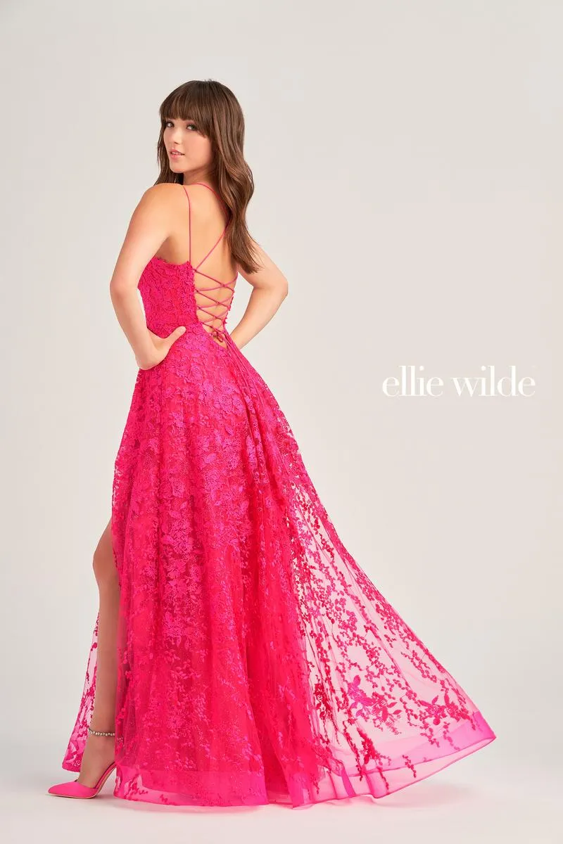 Ellie Wilde A-Line Lace Prom Dress EW35222 sold by Terry costa product image thumbnail 3