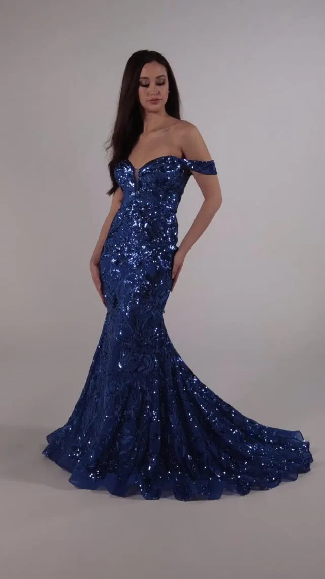 Ellie Wilde Off Shoulder Sequin Prom Dress EW35094 sold by Terry costa