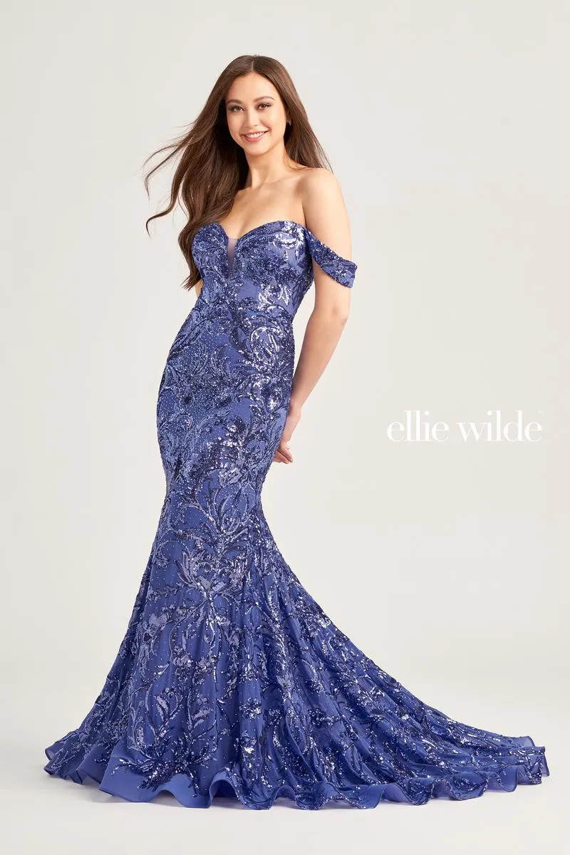 Ellie Wilde Off Shoulder Sequin Prom Dress EW35094 sold by Terry costa product image thumbnail 2