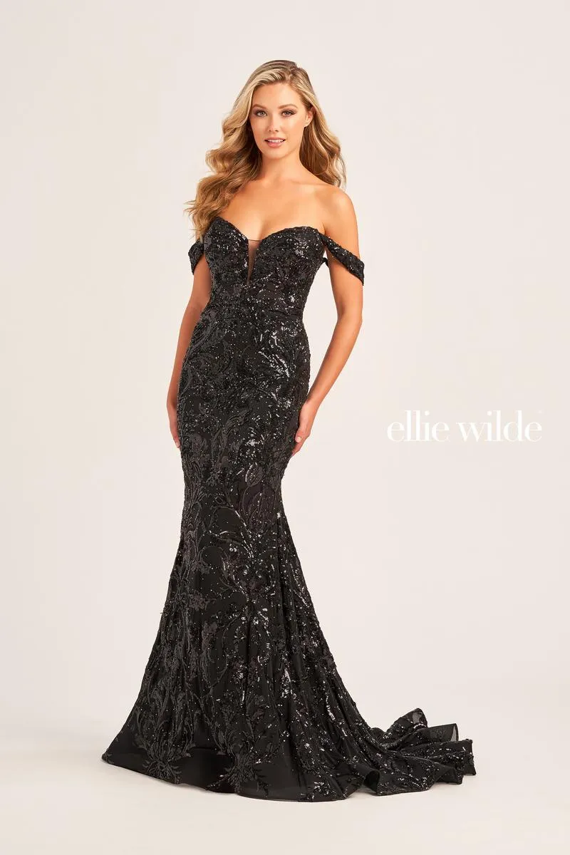 Ellie Wilde Off Shoulder Sequin Prom Dress EW35094 sold by Terry costa product image thumbnail 5