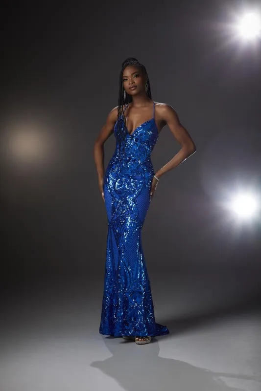 Morilee Long Sequin V-Neck Prom Dress 43032 made by Mori Lee