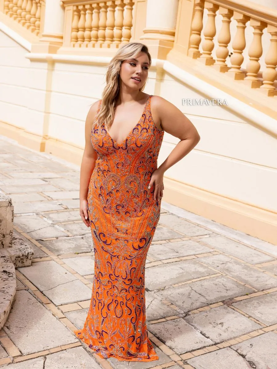 Primavera Curvy Beaded Prom Dress 14053 sold by Terry costa