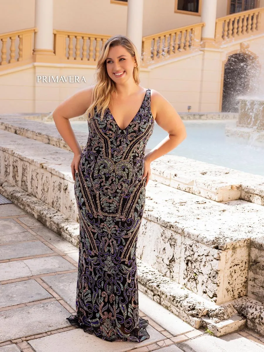 Primavera Curvy Beaded Prom Dress 14053 sold by Terry costa product image thumbnail 4