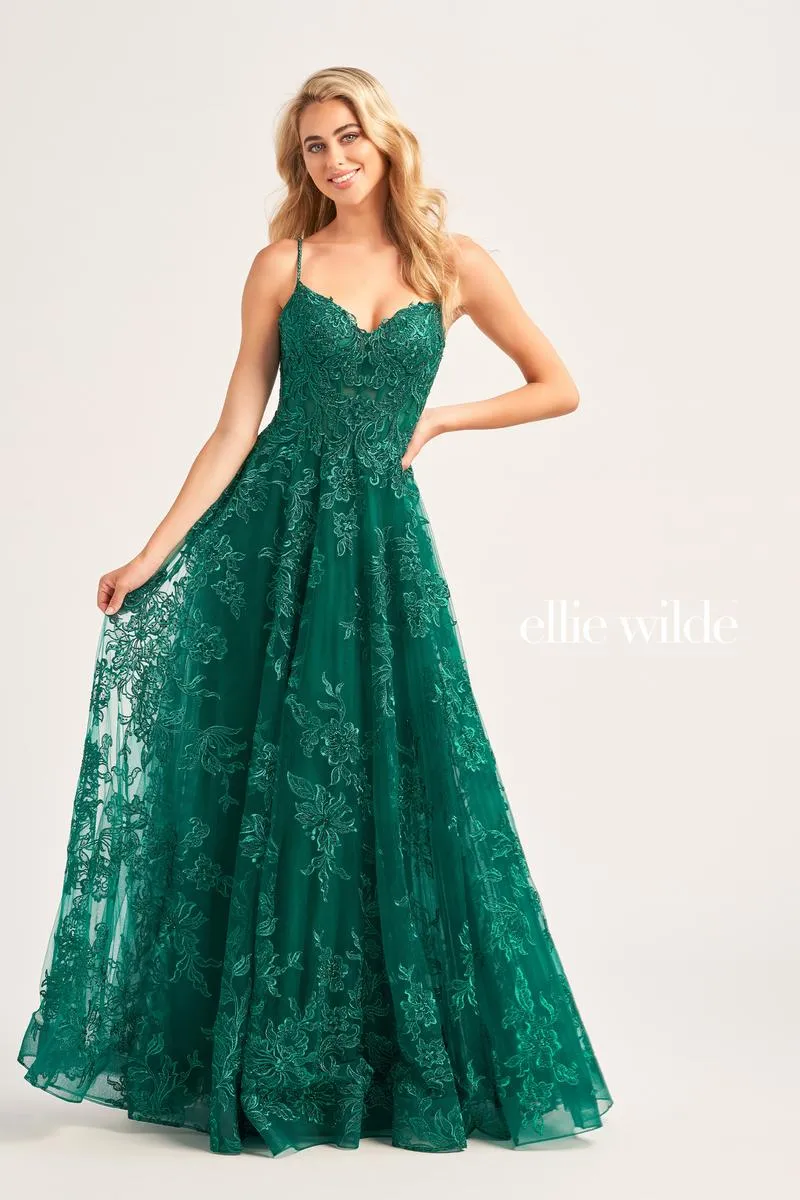Ellie Wilde A-Line Lace Prom Dress EW35226 sold by Terry costa product image thumbnail 5