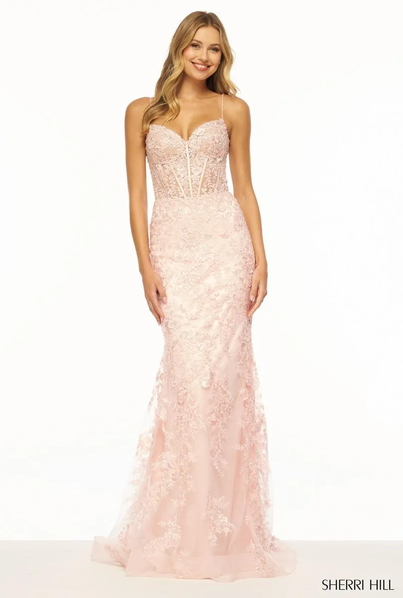 Sherri Hill Lace Corset Prom Dress 56252 sold by Terry costa product image thumbnail 3