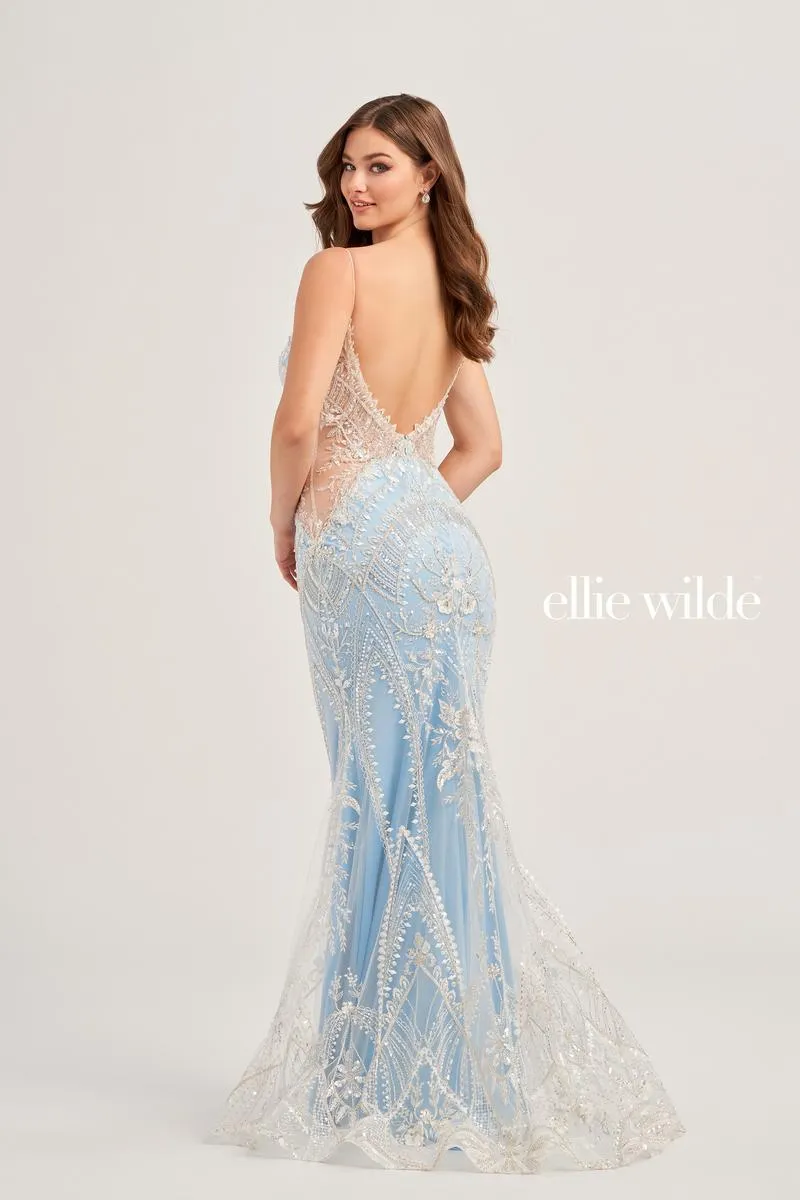 Ellie Wilde Illusion Side Prom Dress EW35097 sold by Terry costa product image thumbnail 3