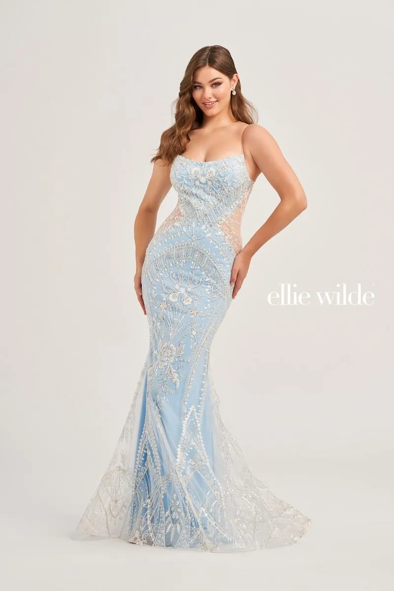 Ellie Wilde Illusion Side Prom Dress EW35097 sold by Terry costa product image thumbnail 2