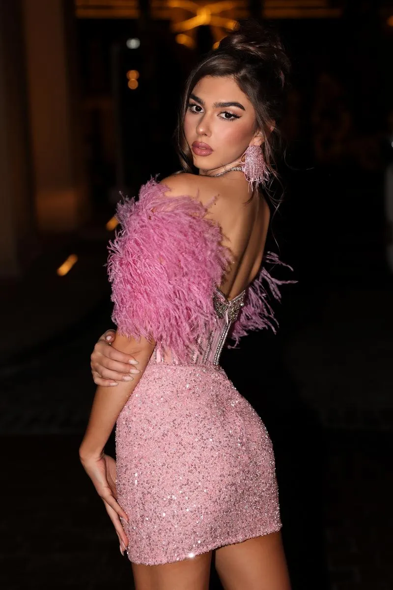 Portia and Scarlett Illusion Feather Dress PS23731C sold by Terry costa product image thumbnail 2