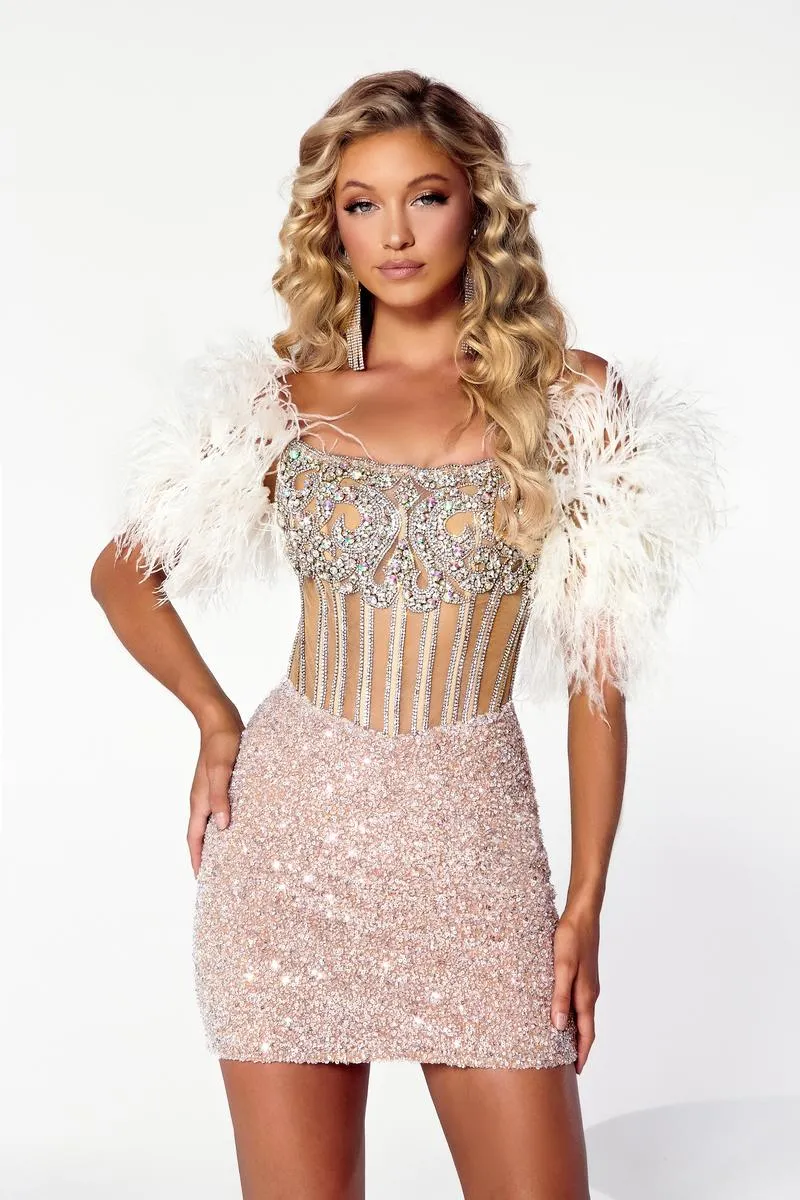 Portia and Scarlett Illusion Feather Dress PS23731C sold by Terry costa product image thumbnail 3