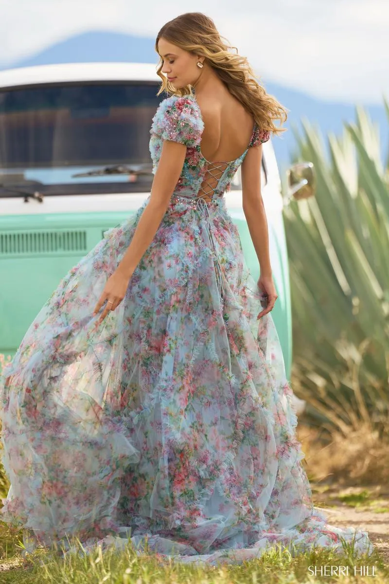 Sherri Hill Long Ruffled Dress 55560 sold by Terry costa product image thumbnail 2