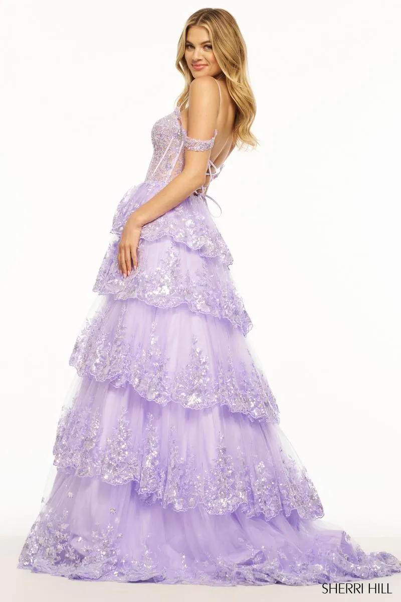 Sherri Hill Sequin Lace Tulle Ball Gown Prom Dress 56104 sold by Terry costa product image thumbnail 2