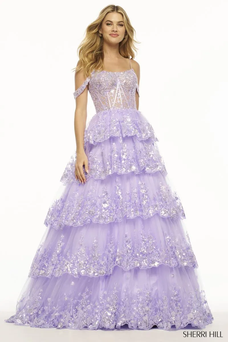 Sherri Hill Sequin Lace Tulle Ball Gown Prom Dress 56104 sold by Terry costa