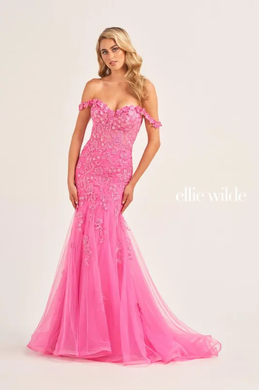 Ellie Wilde Off Shoulder Floral Prom Dress EW35102 sold by Terry costa