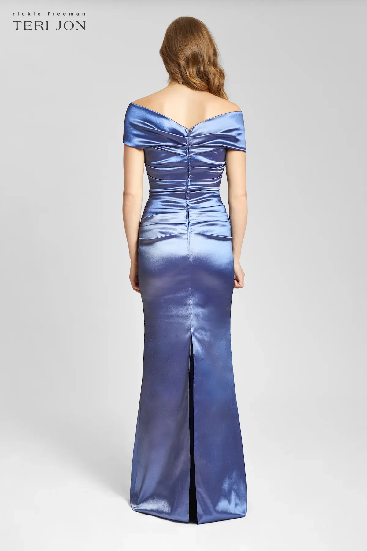 Teri Jon Off the Shoulder Ruched Evening Gown 49096 sold by Terry costa product image thumbnail 2