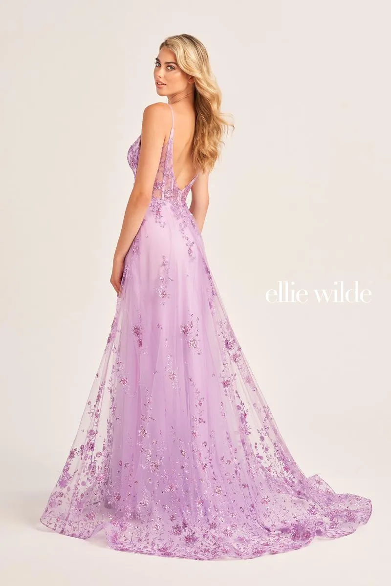 Ellie Wilde A-Line Plunging V-Neck Prom Dress EW35105 sold by Terry costa product image thumbnail 2