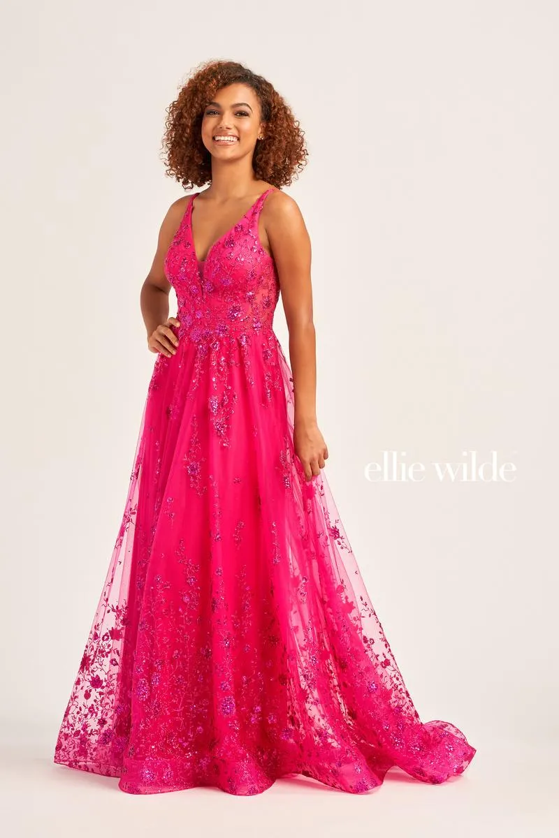 Ellie Wilde A-Line Plunging V-Neck Prom Dress EW35105 sold by Terry costa product image thumbnail 5