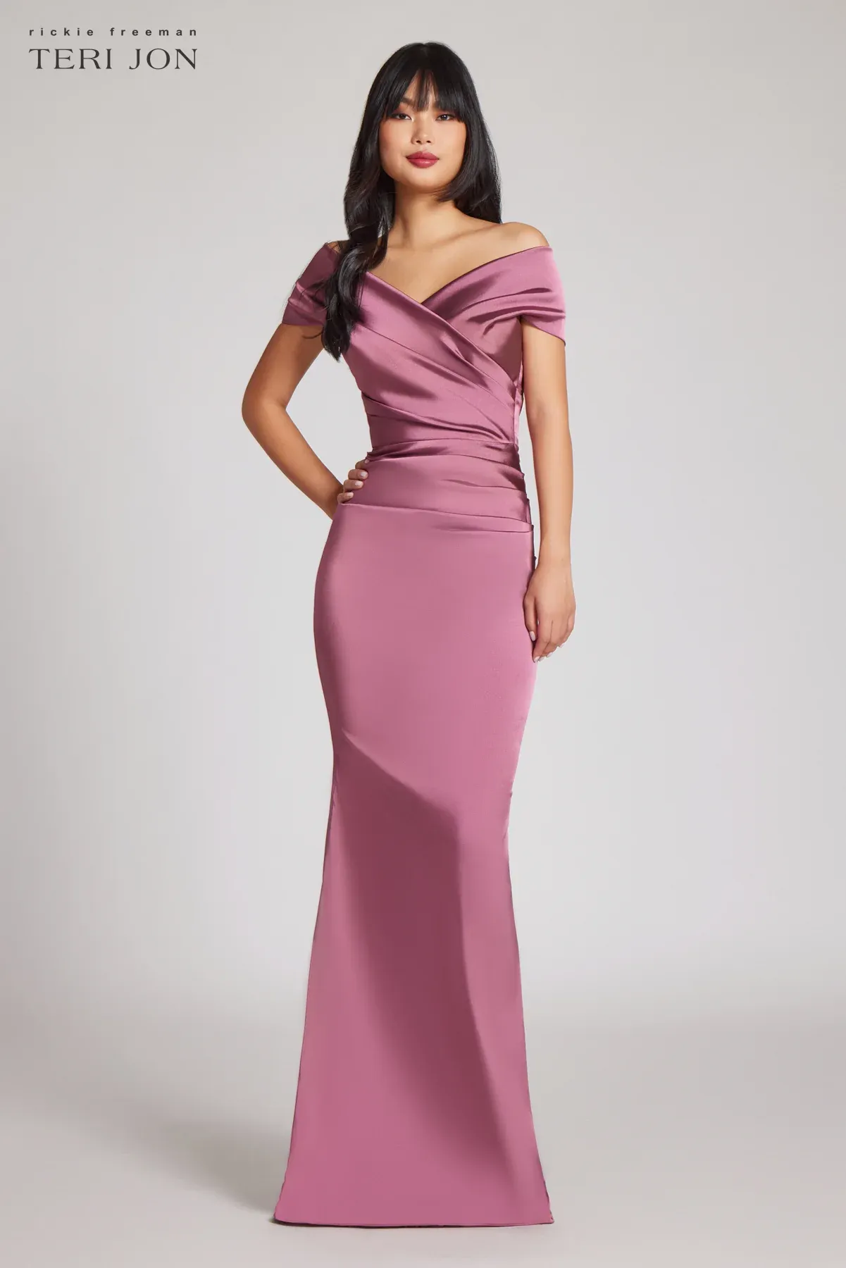 Teri Jon Stretch Satin Evening Gown 96022 sold by Terry costa product image thumbnail 4