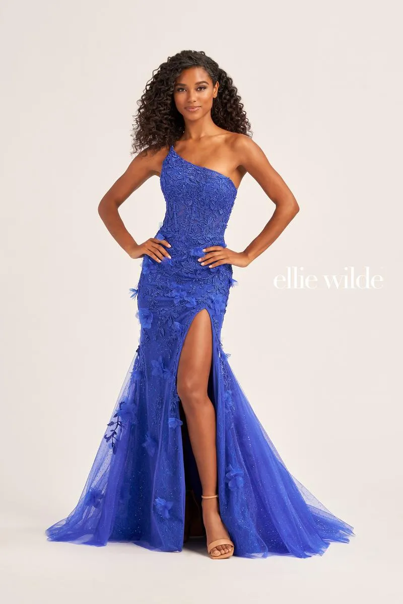 Ellie Wilde One Shoulder Lace Prom Dress EW35049 sold by Terry costa