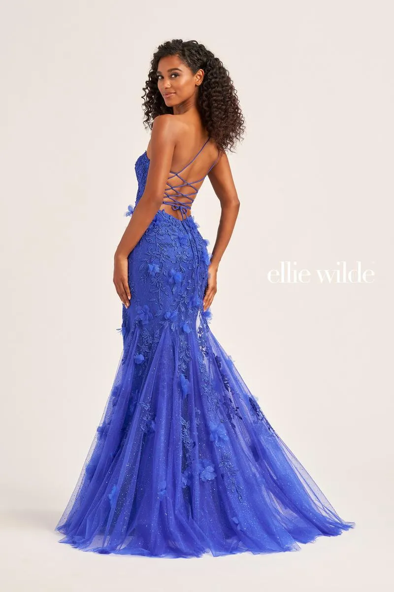 Ellie Wilde One Shoulder Lace Prom Dress EW35049 sold by Terry costa product image thumbnail 2