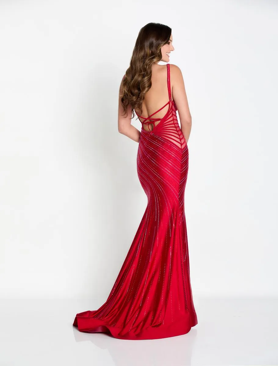 Ellie Wilde Fitted Hot Stone Prom Dress EW34003 sold by Terry costa product image thumbnail 2
