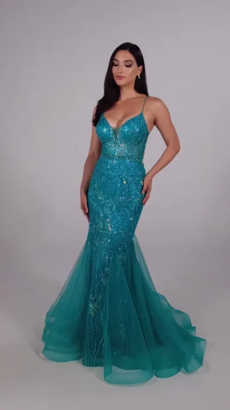 Ellie Wilde Tulle Mermaid Prom Dress EW35236 made by Mon Cheri