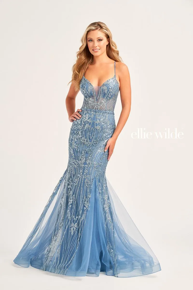 Ellie Wilde Tulle Mermaid Prom Dress EW35236 sold by Terry costa product image thumbnail 4