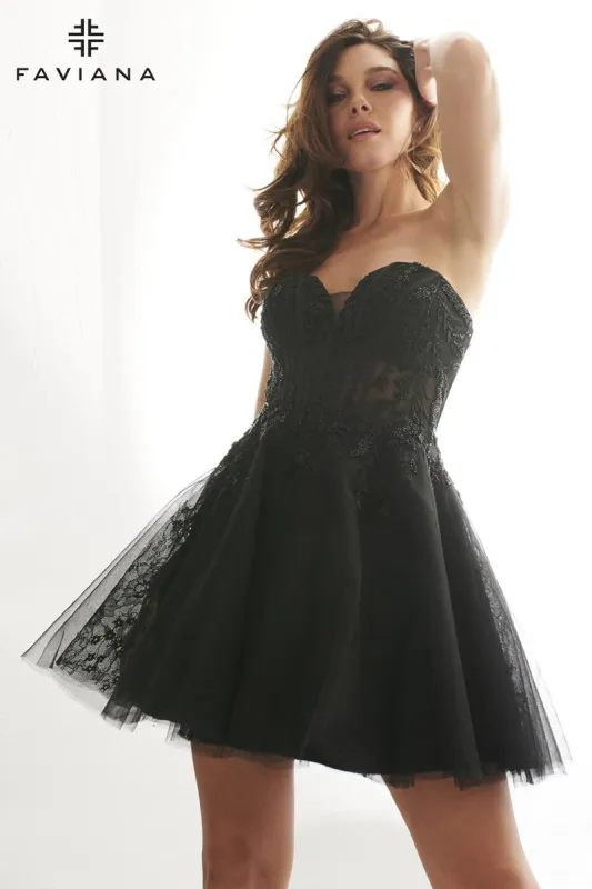 Faviana Tulle Lace Short Homecoming Dress 11120 sold by Terry costa