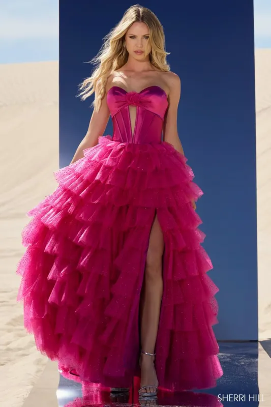 Sherri Hill Strapless Ruffle Ballgown 56804 sold by Terry costa
