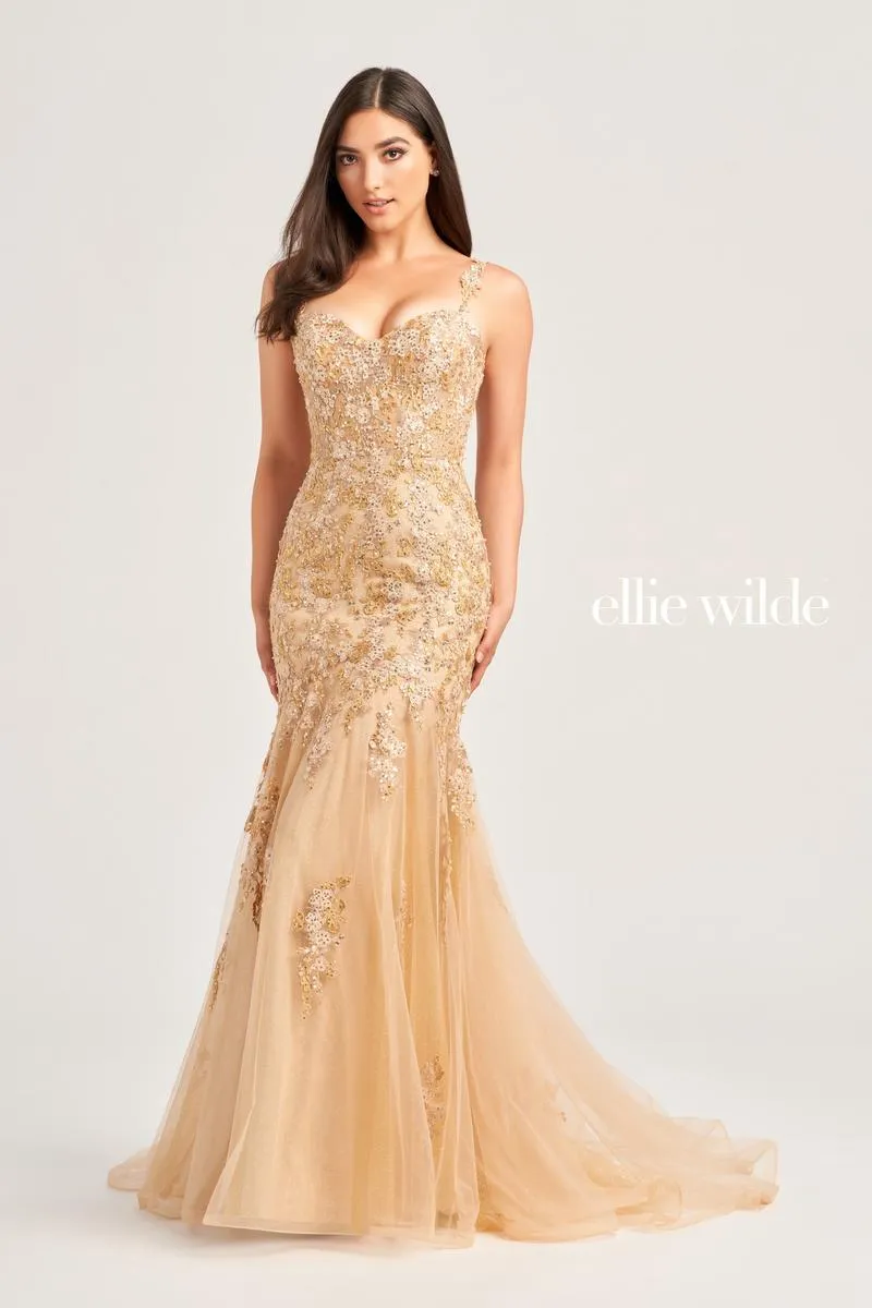 Ellie Wilde Fit and Flare Lace Prom Dress EW35238 sold by Terry costa product image thumbnail 3